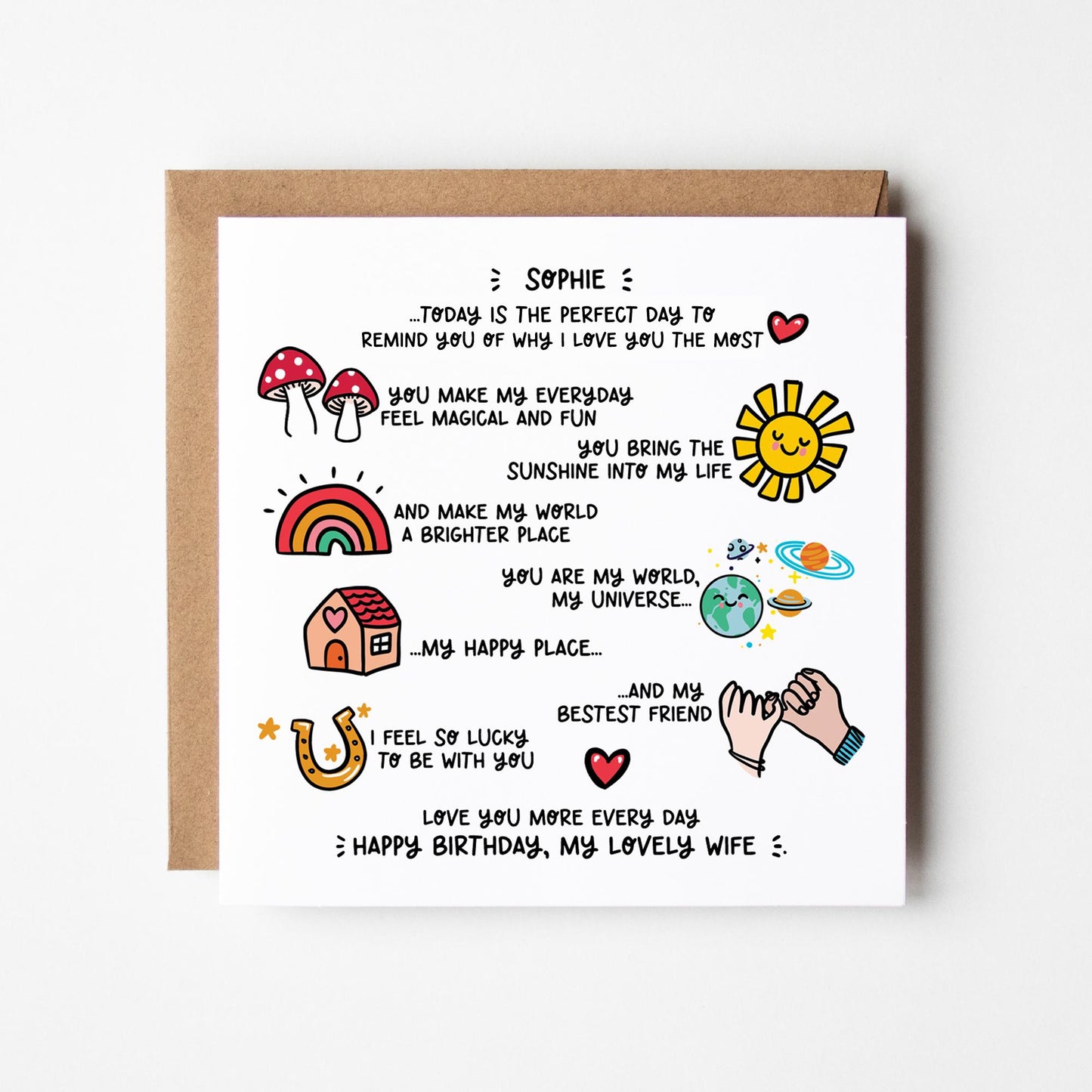 Wife Birthday Card • Heartfelt Birthday Card For Wife • Love You Wife • Romantic Wife Birthday Card •