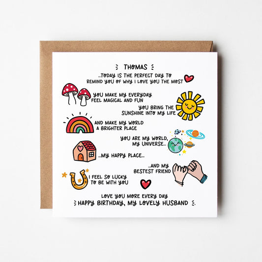 Husband Birthday Card • Heartfelt Birthday Card For Husbands • Love You Husband • Romantic Husband Birthday Card  •