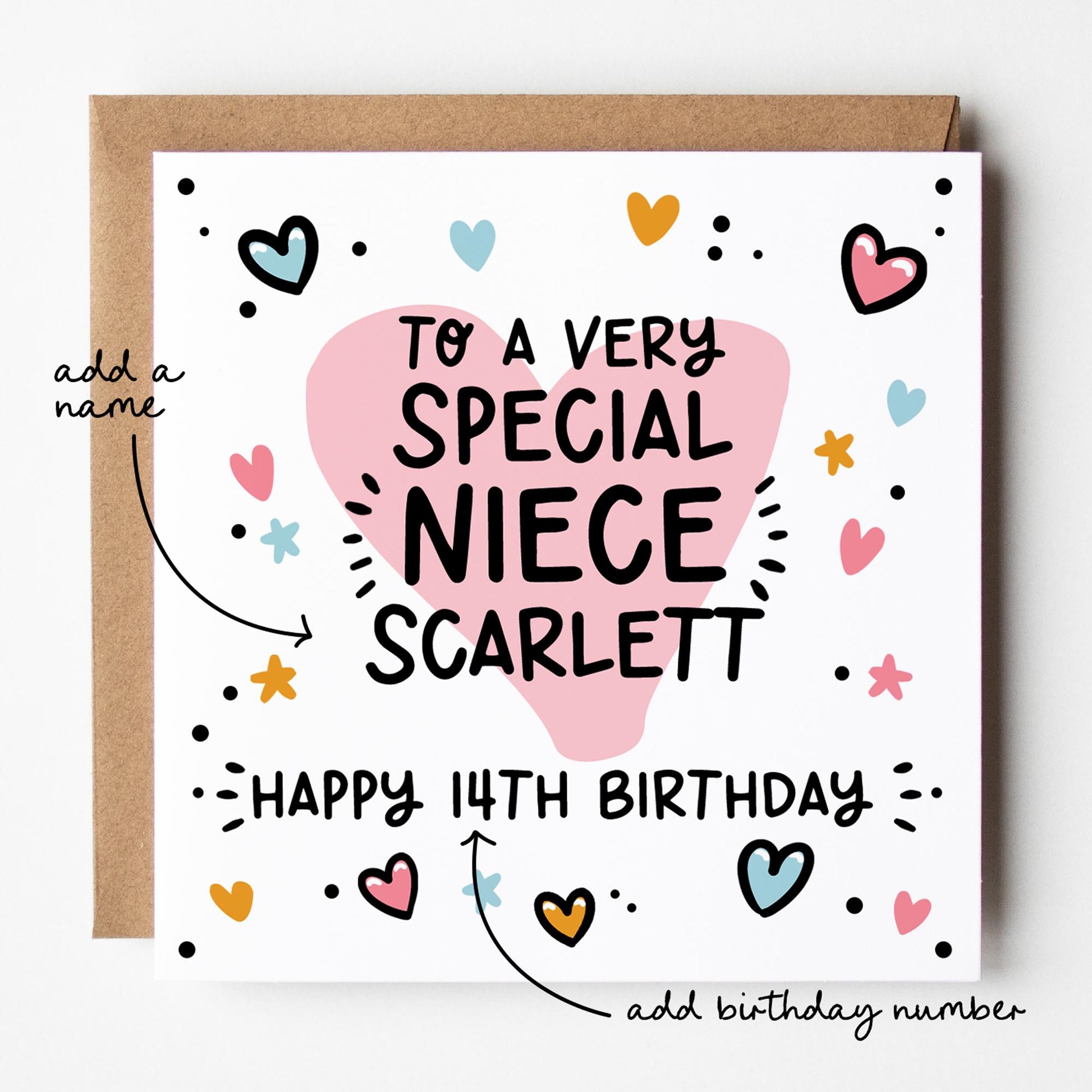 Niece Birthday Card • Birthday Number Card for Niece • Birthday Card For Niece • Birthday Card