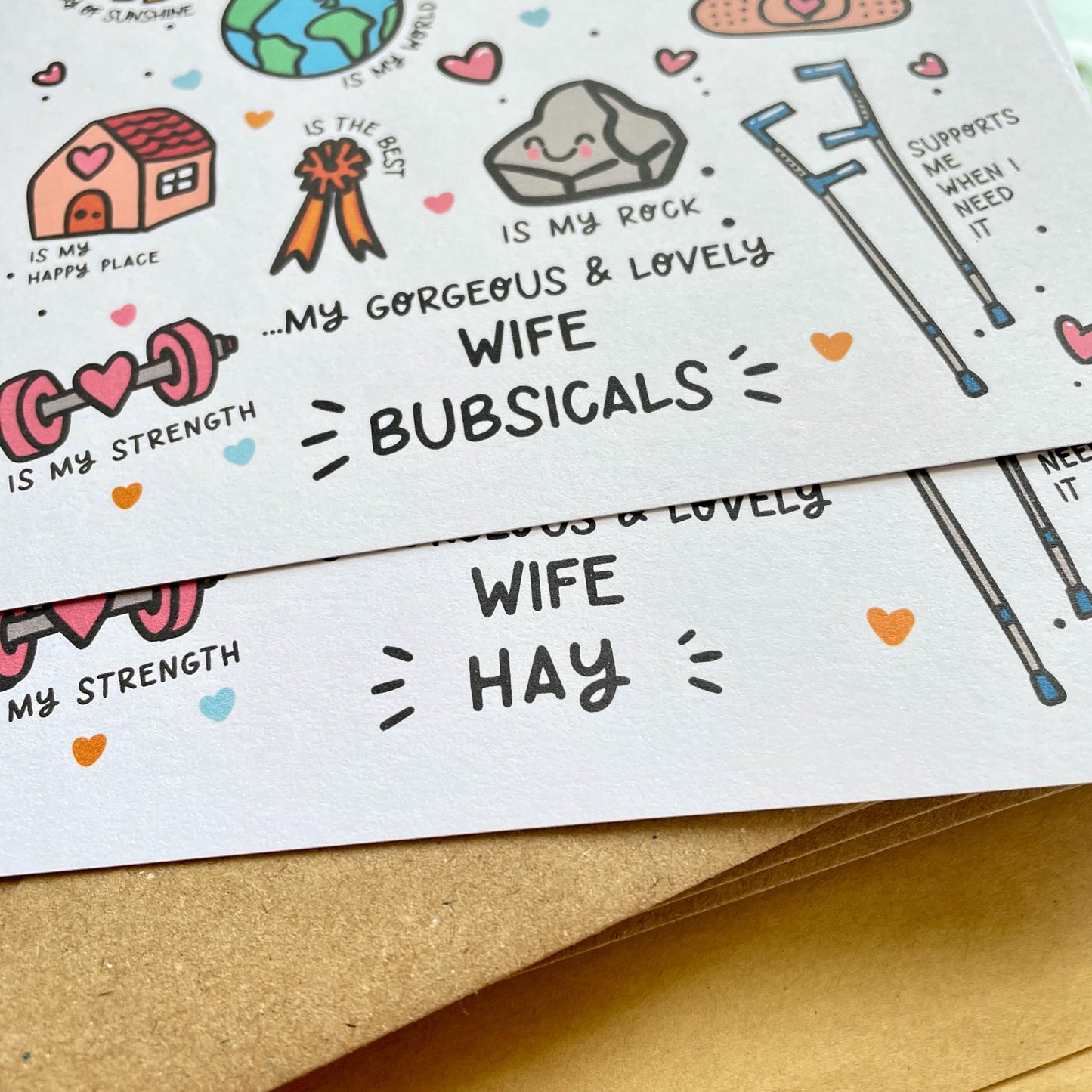 Personalised Anniversary Card For Wife: Heartfelt, Romantic, with Kraft envelope