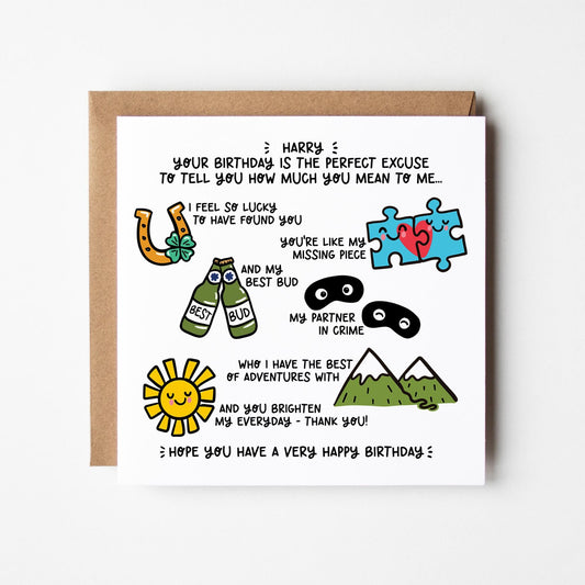 Boyfriend/Girlfriend Birthday Card • Personalised Birthday Card For Partner • Birthday Card For Boyfriend/Girlfriend/Partner •