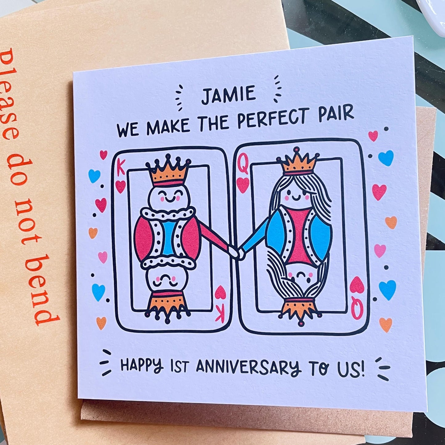 Husband 1st Anniversary Card: Personalised with Kraft envelope
