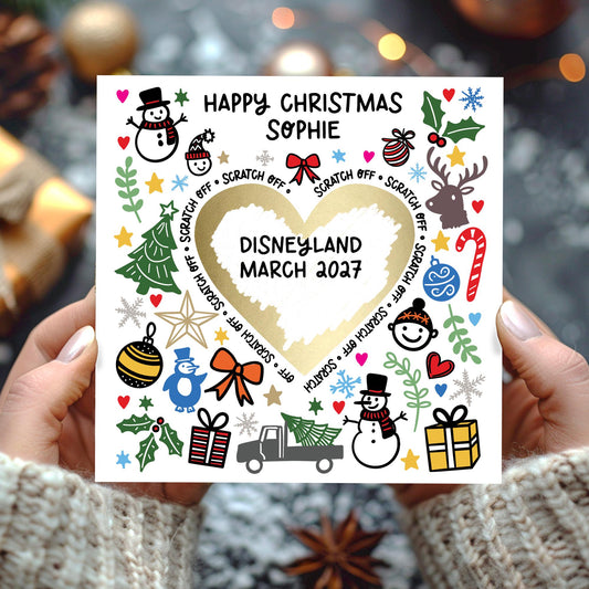 Christmas Scratch and Reveal Card: Personalised message under gold scratch heart
