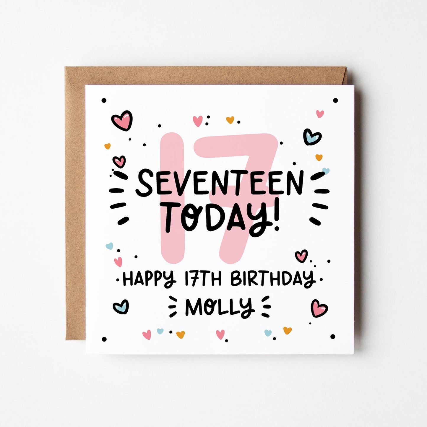 Personalised 17th Birthday Card for Girls • Birthday Number Card • Girl's Birthday Card