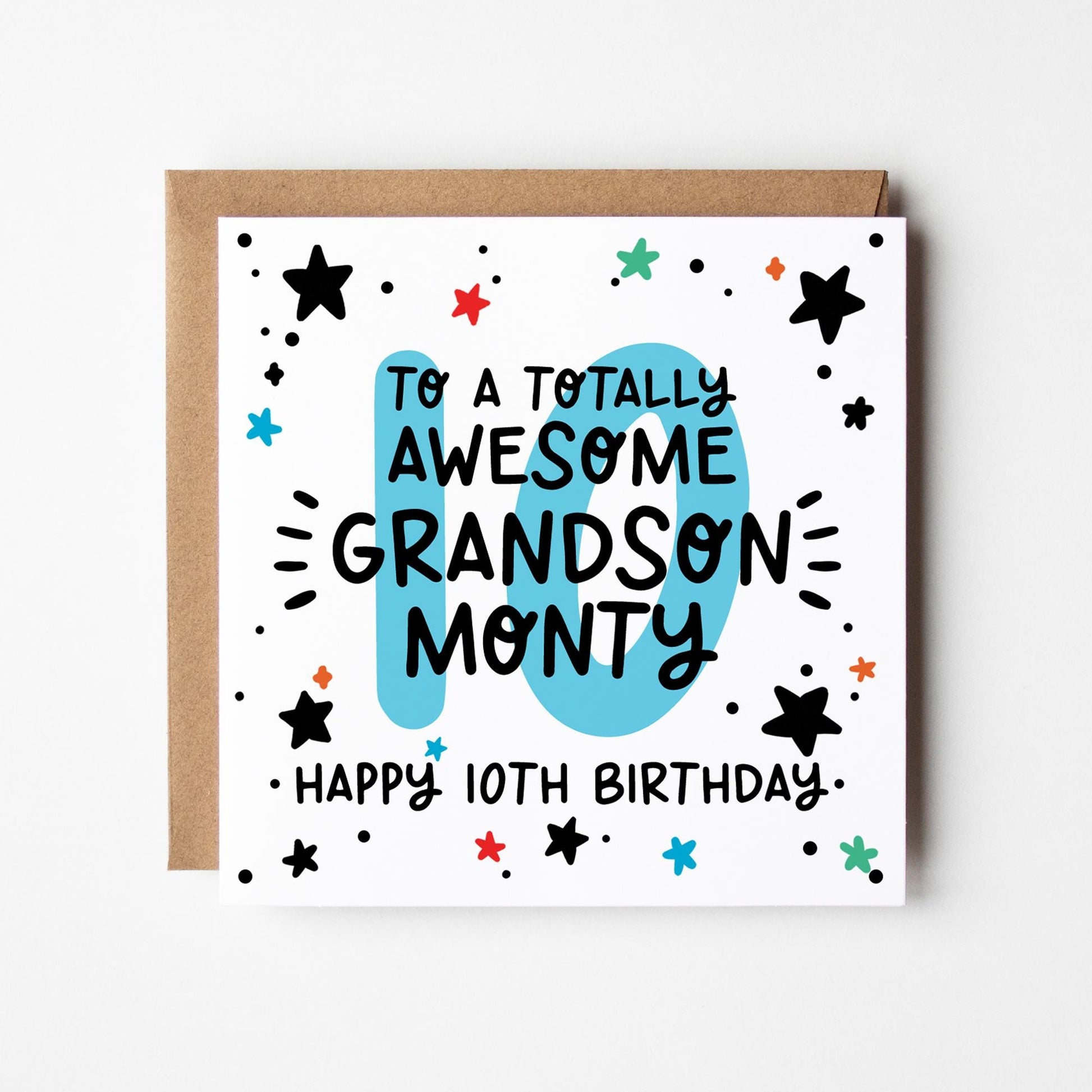 Grandson 10th Birthday Card • Personalised 10th Birthday Card For Grandson • 10 Today Birthday Card • Birthday Card for Grandson