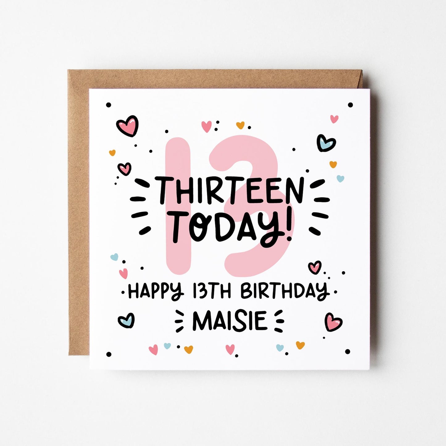 Personalised 13th Birthday Card • Birthday Number Card • Girl's Birthday Card •