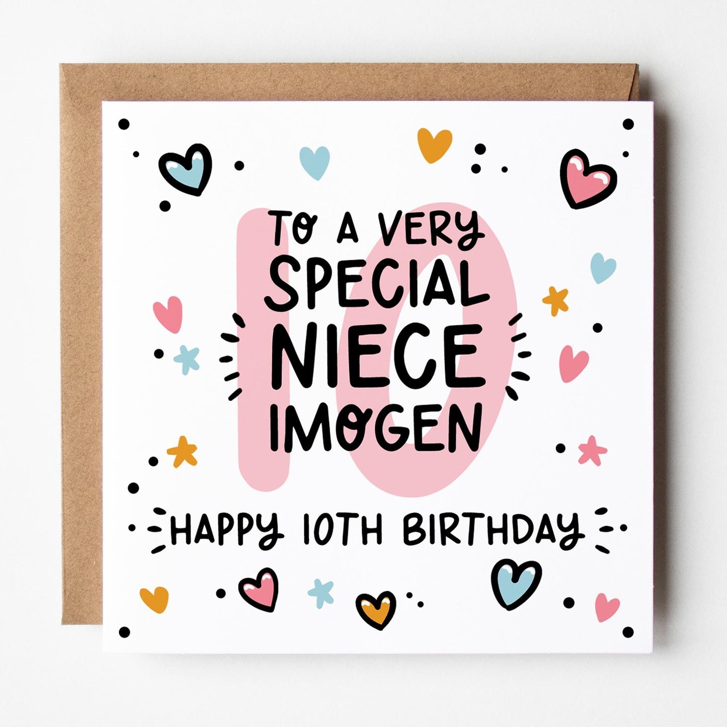 Niece 10th Birthday Card • Personalised 10th Birthday Card For Niece • 10 Niece Birthday • Nieces Birthday