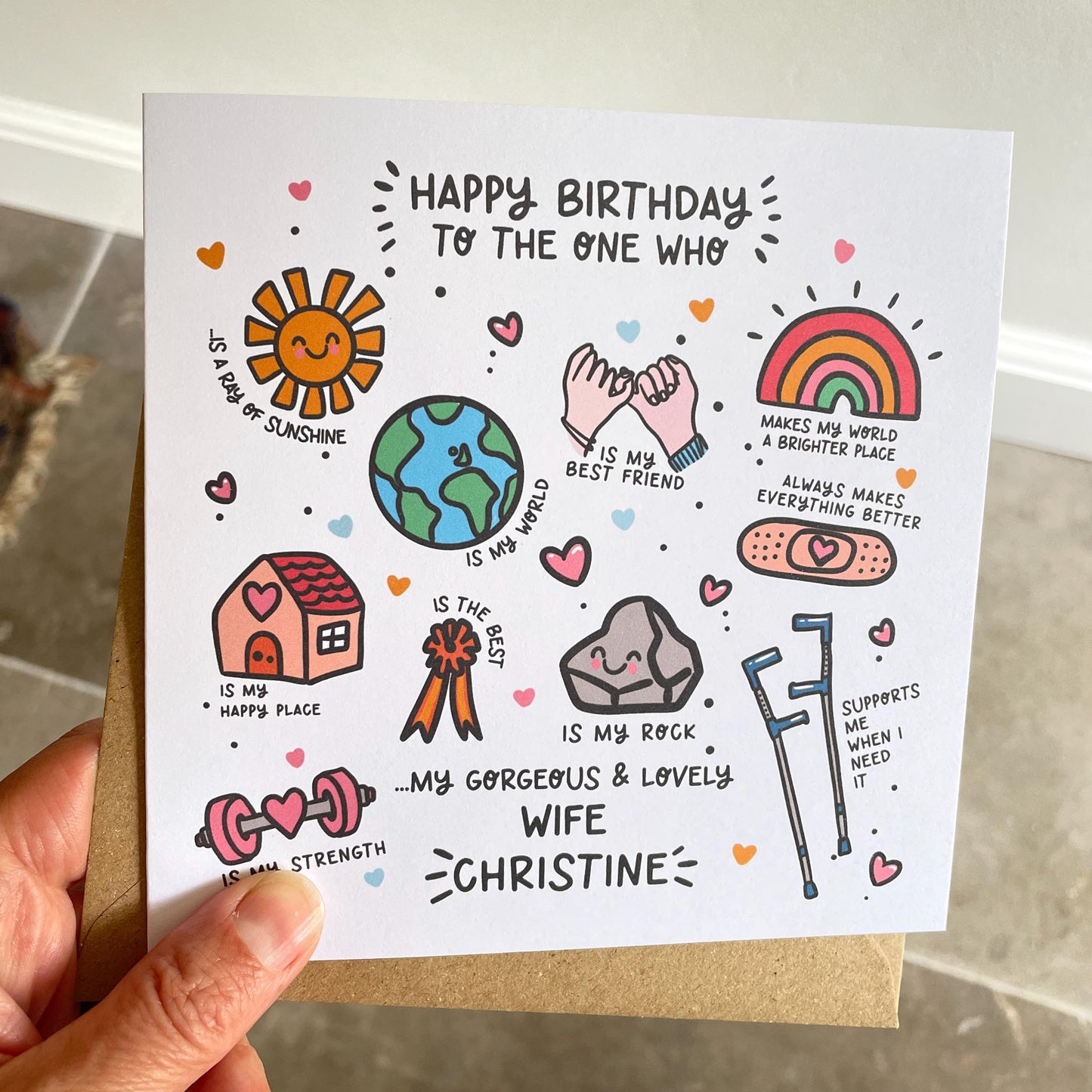 Wife Birthday Card • Personalised Birthday Card For Wife • Happy Birthday Wife • Gorgeous Wife Card  •