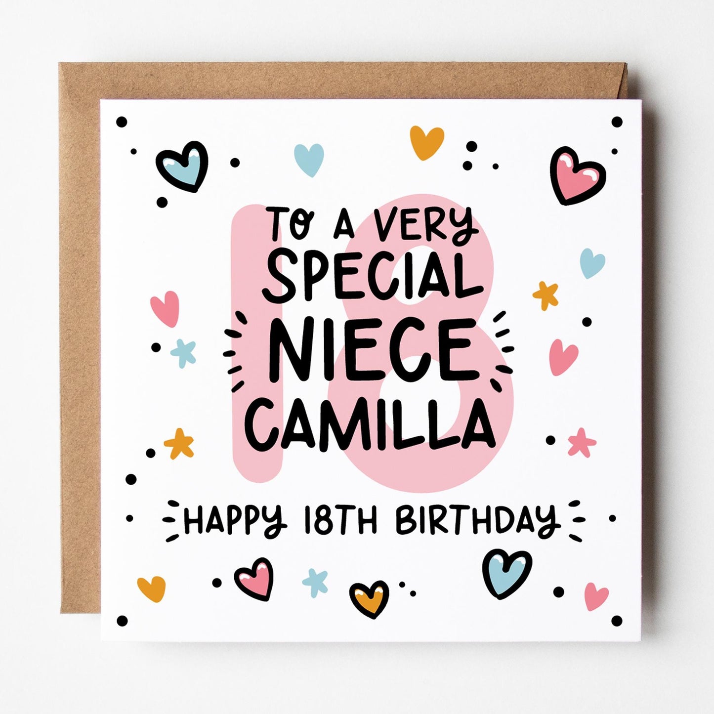 Niece 18th Birthday Card • Personalised 18th Birthday Card For Niece • Nieces 18th Birthday Card •