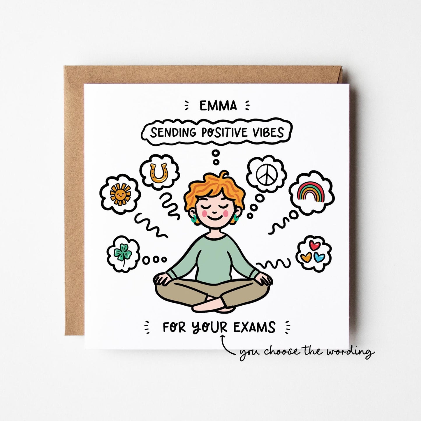 Sending Positive Vibes Card • Personalised Good Luck Card • Happy Birthday • Good Luck Exams • Good Luck Driving Test • Get Well • Yoga Card