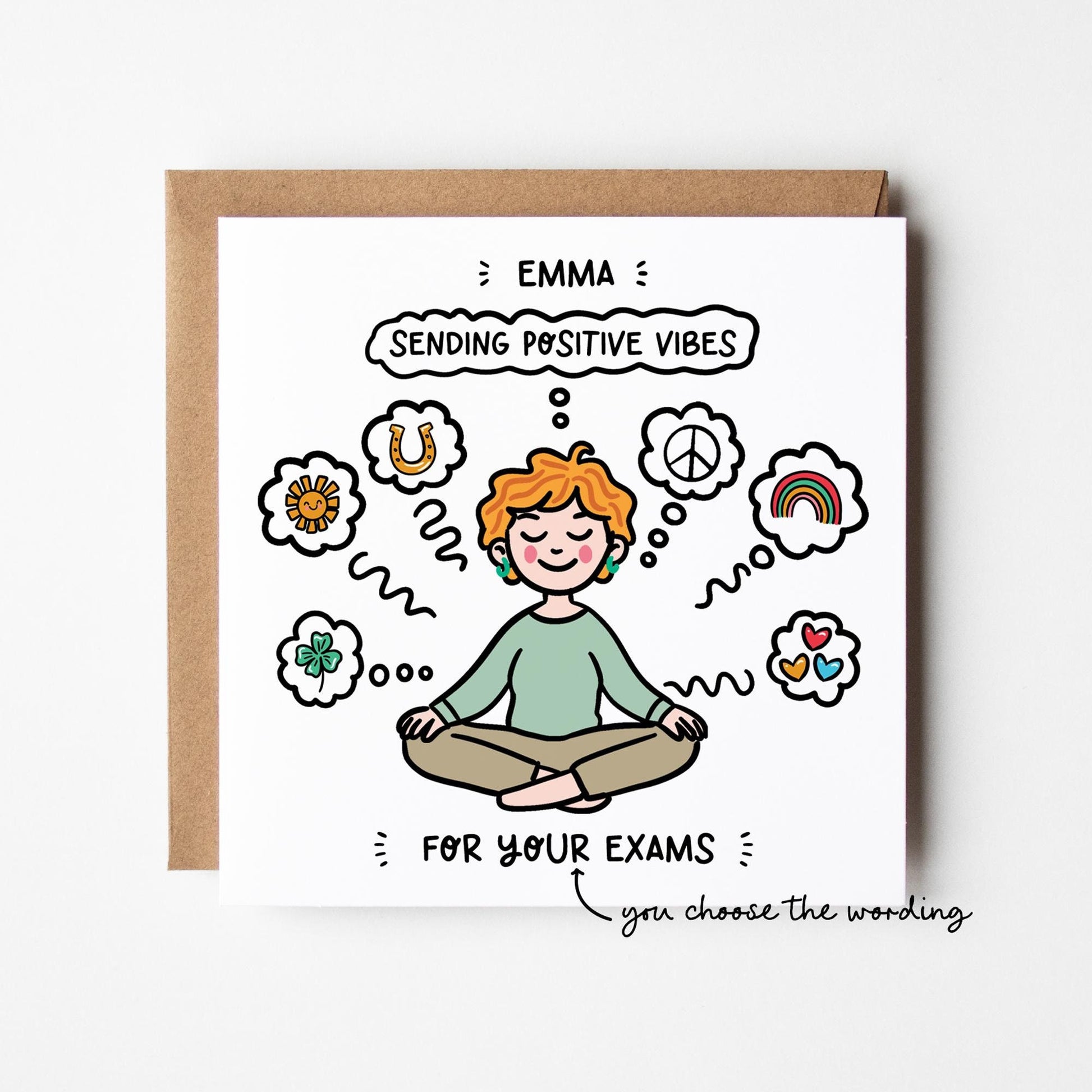 Sending Positive Vibes Card • Personalised Good Luck Card • Happy Birthday • Good Luck Exams • Good Luck Driving Test • Get Well • Yoga Card