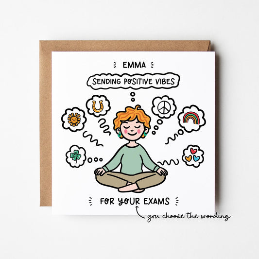 Sending Positive Vibes Card • Personalised Good Luck Card • Happy Birthday • Good Luck Exams • Good Luck Driving Test • Get Well • Yoga Card