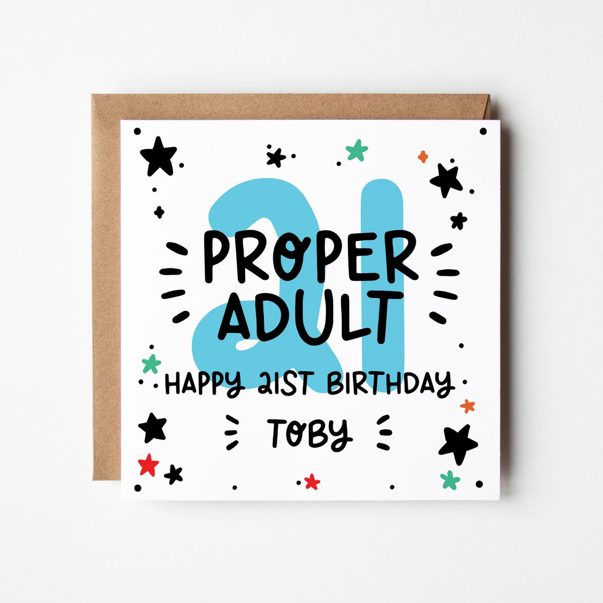21st Birthday Card • Personalised 21st Birthday Card For Him • Proper Adult Boys 21st Birthday Card •