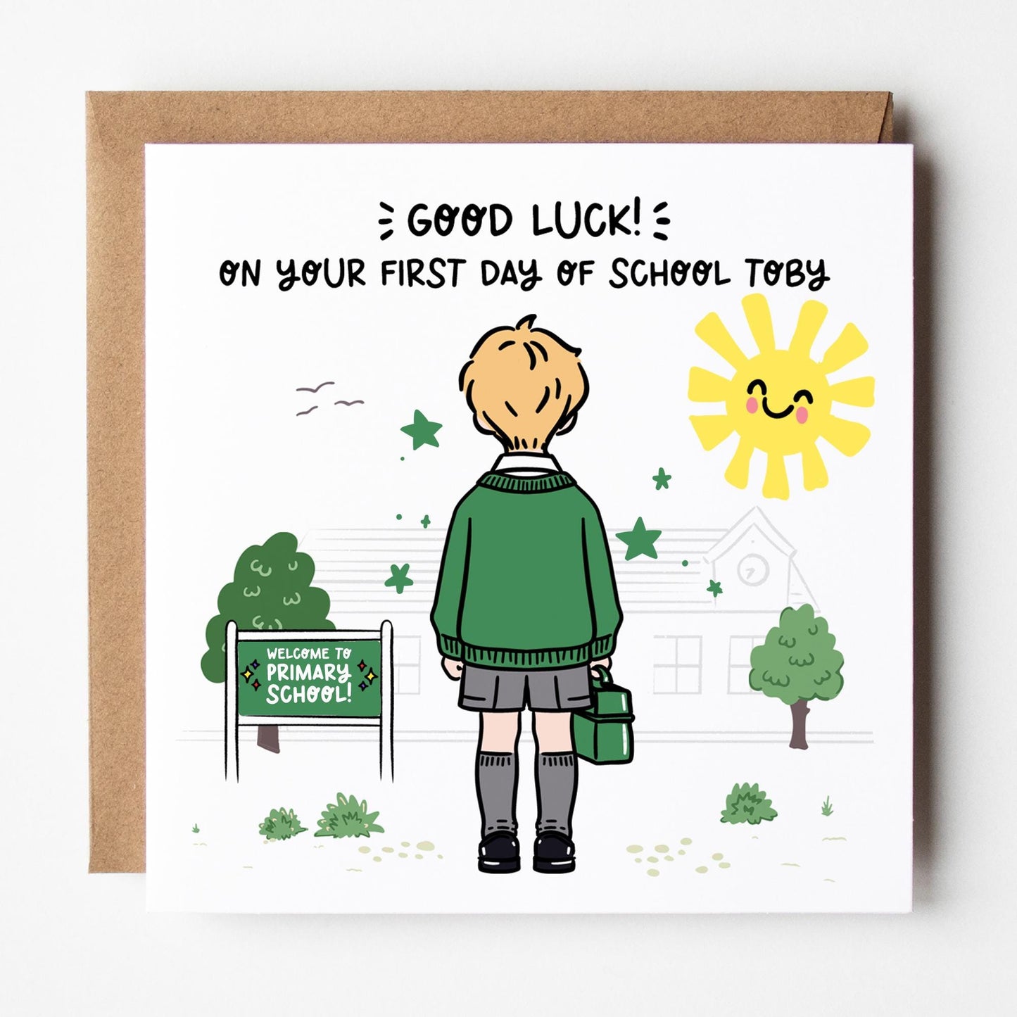 Boy First Day of School Card • Custom Primary School Starter Card for Boys • Good Luck Starting School Card • Starting Big School Card