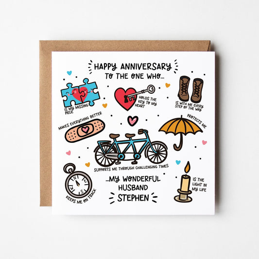 Husband Anniversary Card • Personalised Happy Anniversary Supportive Husband Card • Anniversary Card For Husband •