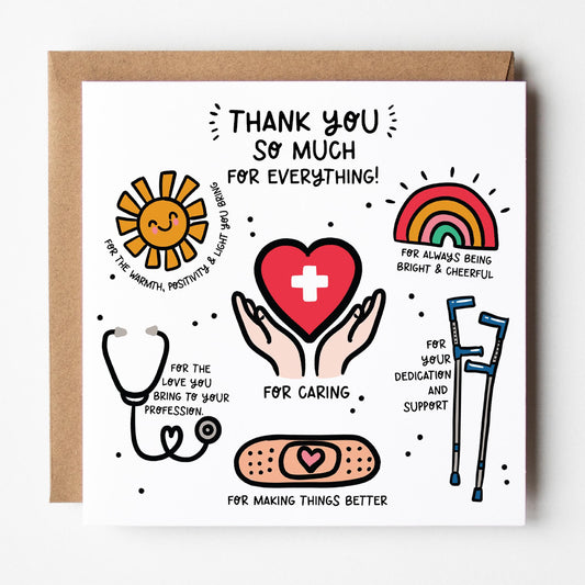Thank You Card for Hospital Staff: Doctors, Nurses with Kraft envelope