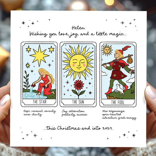 Christmas Tarot Card: sending festive warmth and positive wellbeing, with Kraft envelope