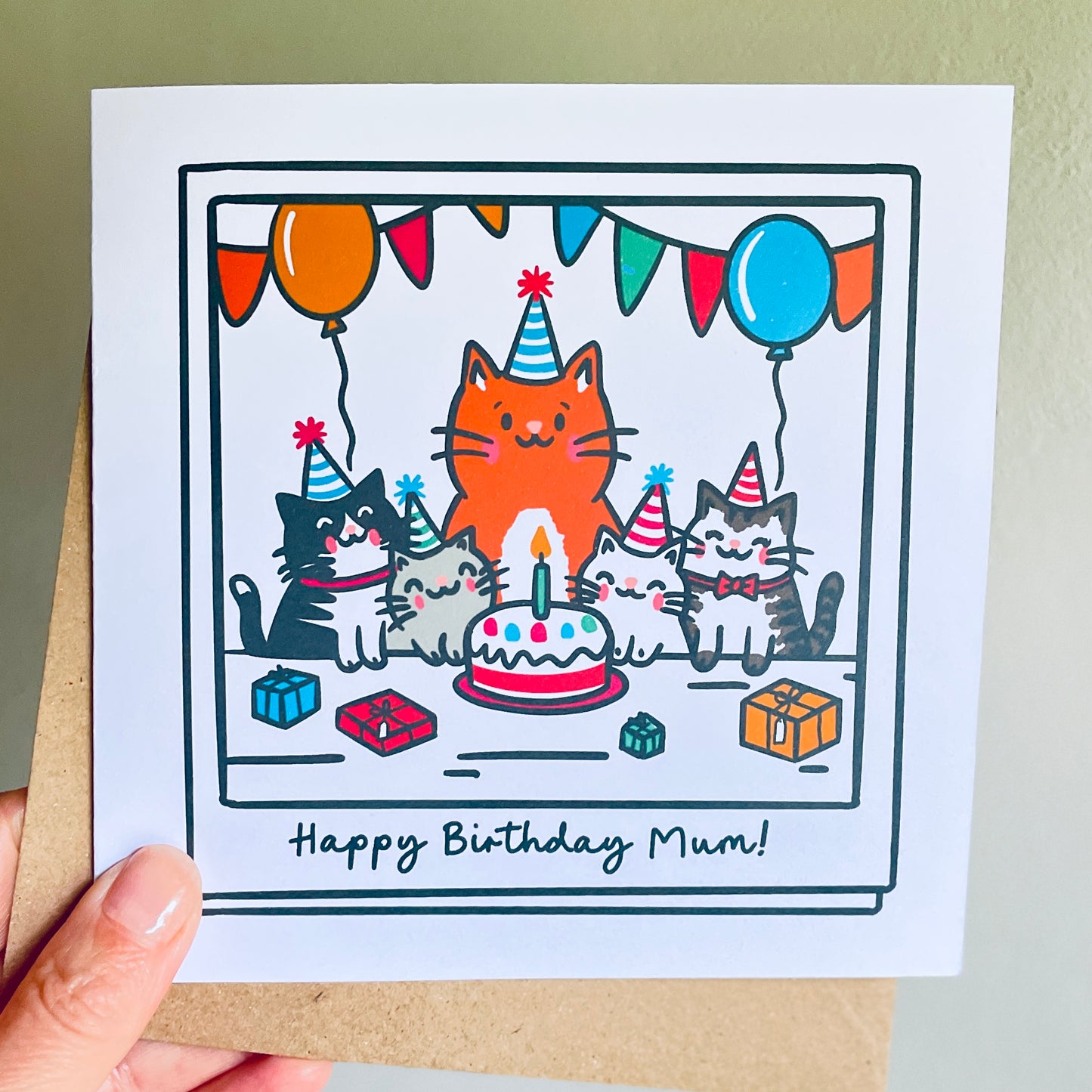 Personalised Cat Birthday Party Card