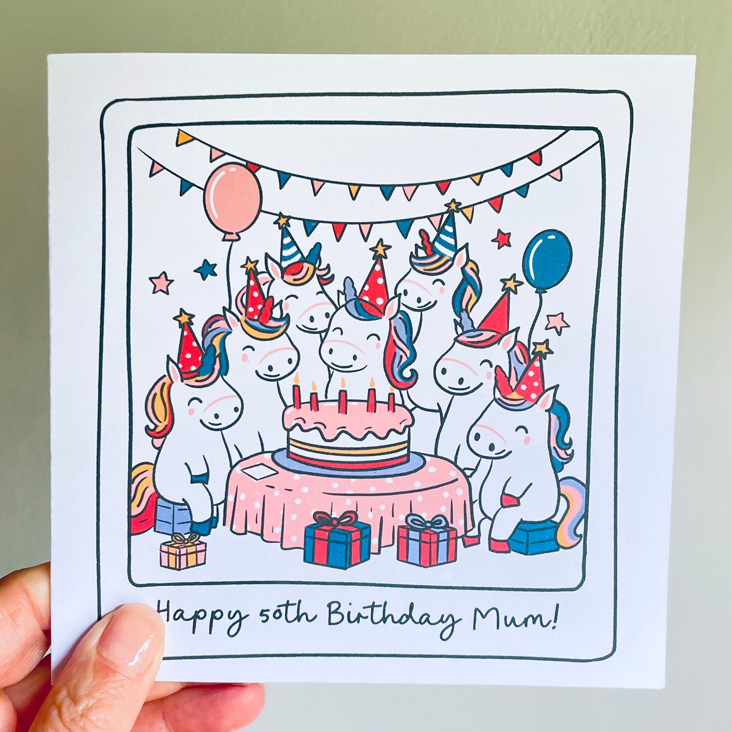 Personalised Unicorn Birthday Party Card