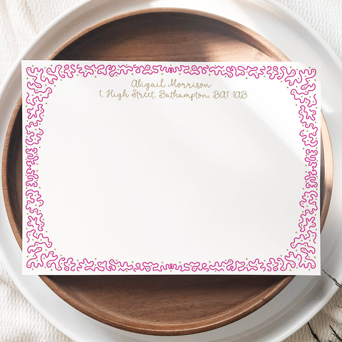 feminine pink personalised note cards