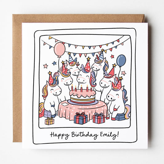 unicorn birthday card, cute unicorn card
