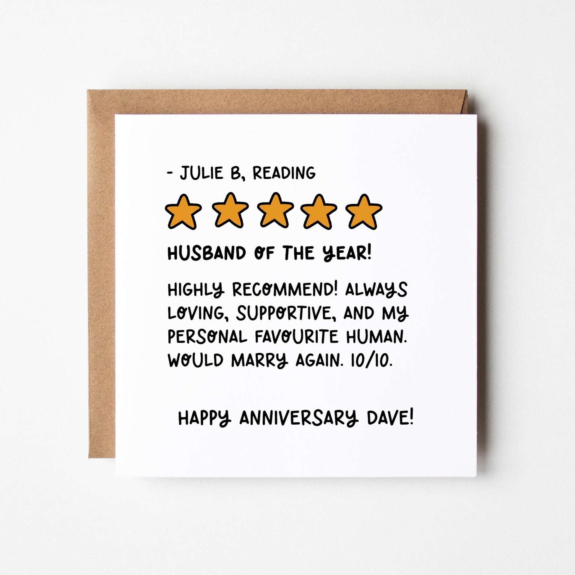 Husband Anniversary Card 5 Star Review • Personalised Happy Anniversary Husband Card • Anniversary Card For Husband •