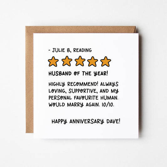 Husband Anniversary Card 5 Star Review • Personalised Happy Anniversary Husband Card • Anniversary Card For Husband •