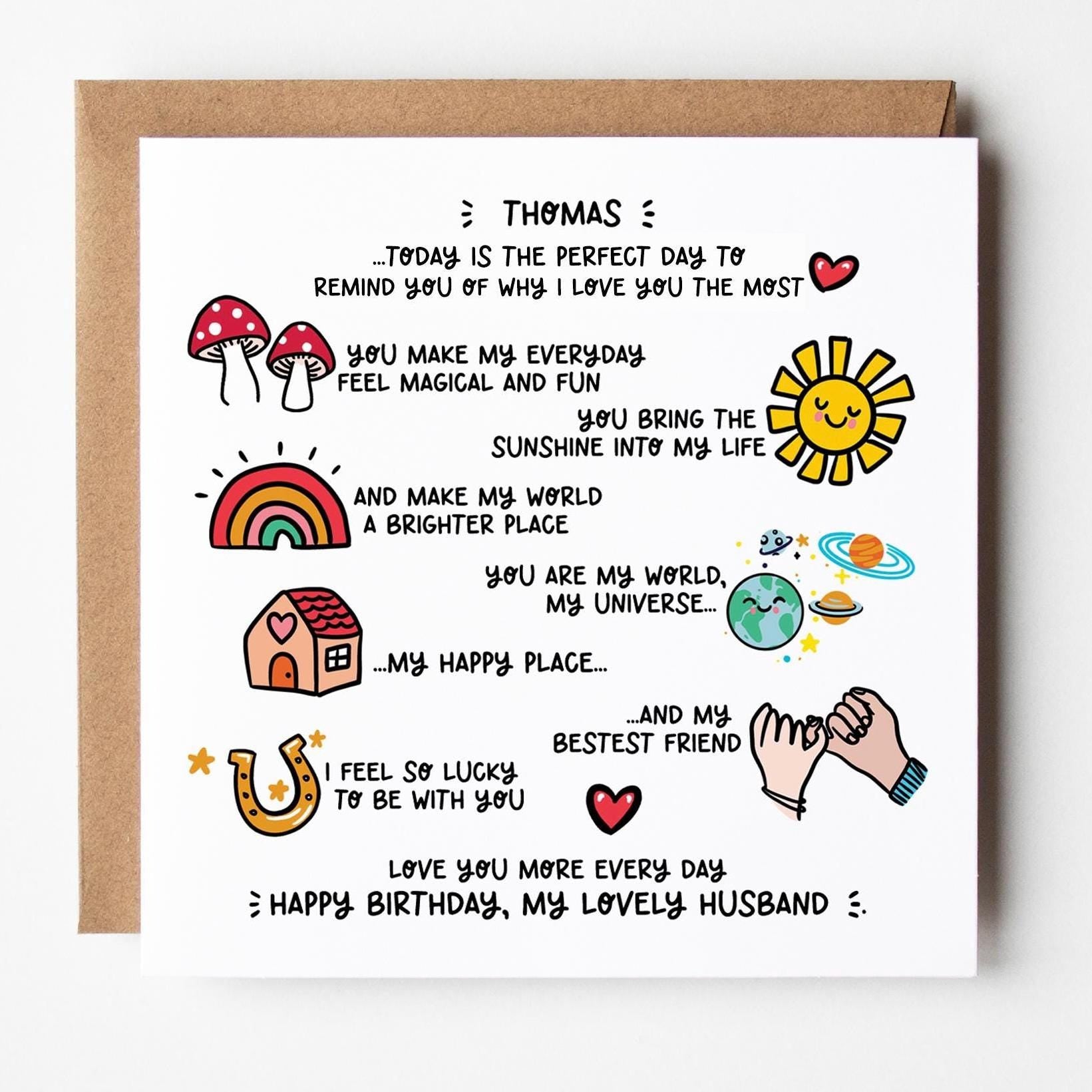 Husband Birthday Card • Heartfelt Birthday Card For Husbands • Love You Husband • Romantic Husband Birthday Card  •