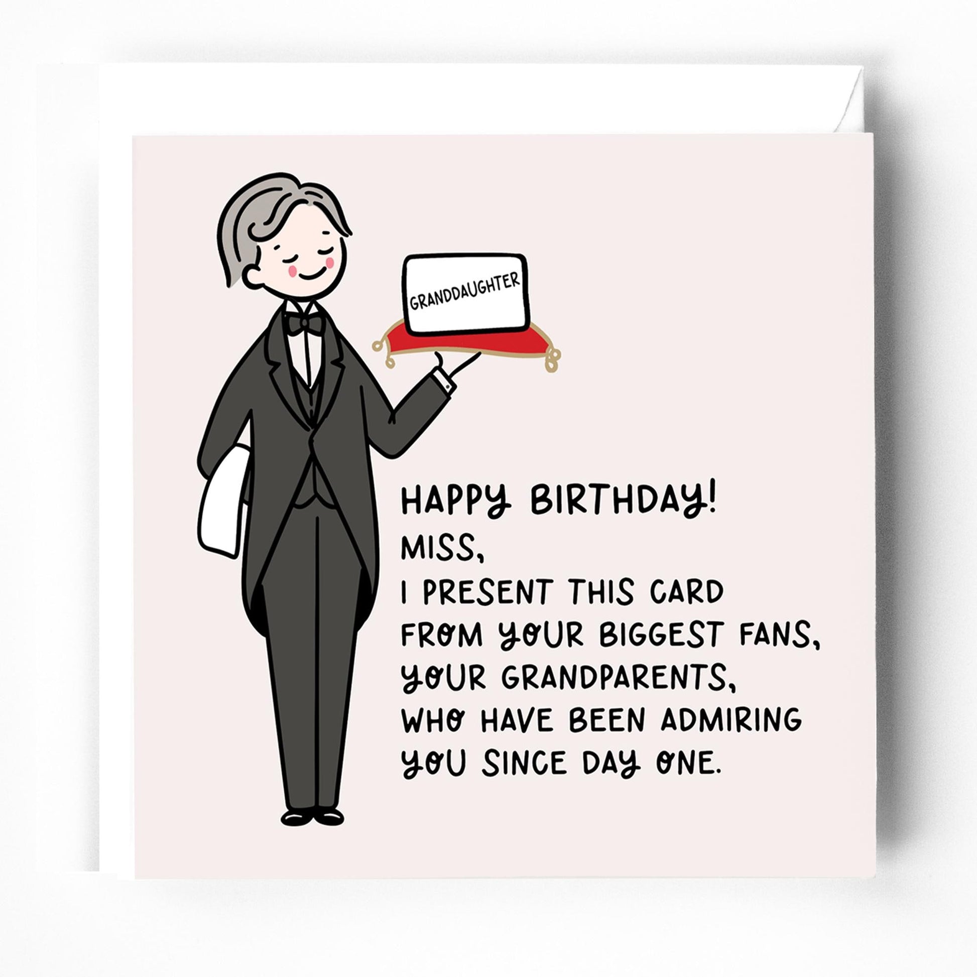 Granddaughter Birthday Card; Heartwarming Words, Butler design, with White envelope
