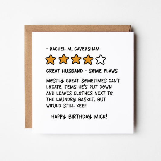 Funny Husband Birthday Card • Husband Review Card • Personalised Birthday Card For Husband • Birthday Card For Husband •