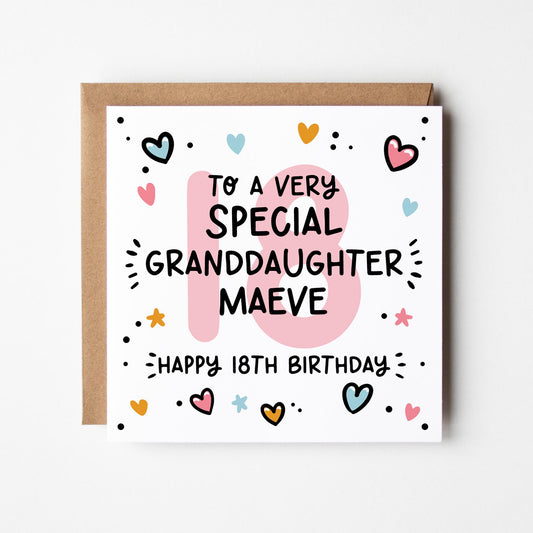 Granddaughter 18th Birthday Card • Personalised 18th Birthday Card For Granddaughter • Granddaughters 18th Birthday Card •