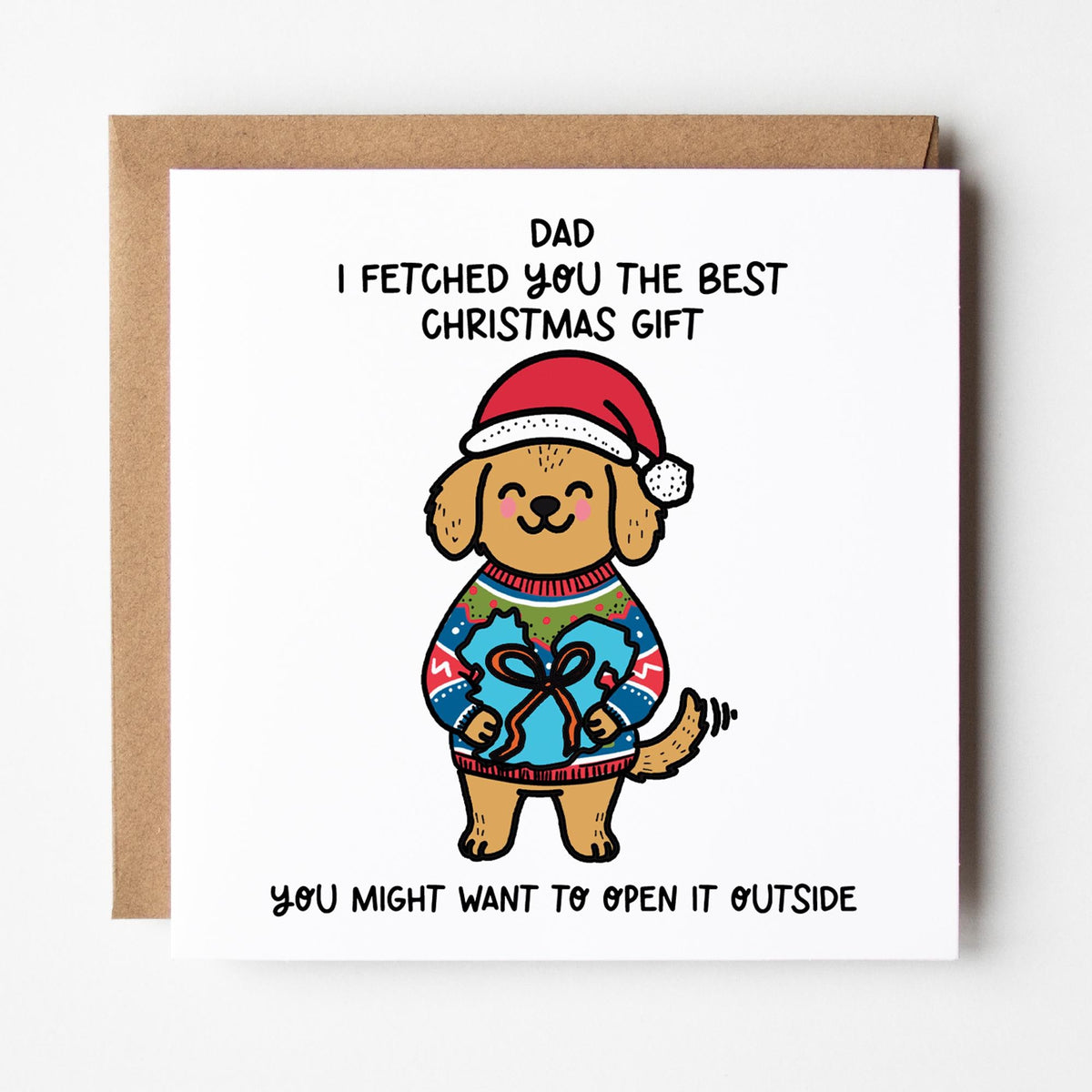 Christmas Card from the Dog: personalised, with kraft envelope