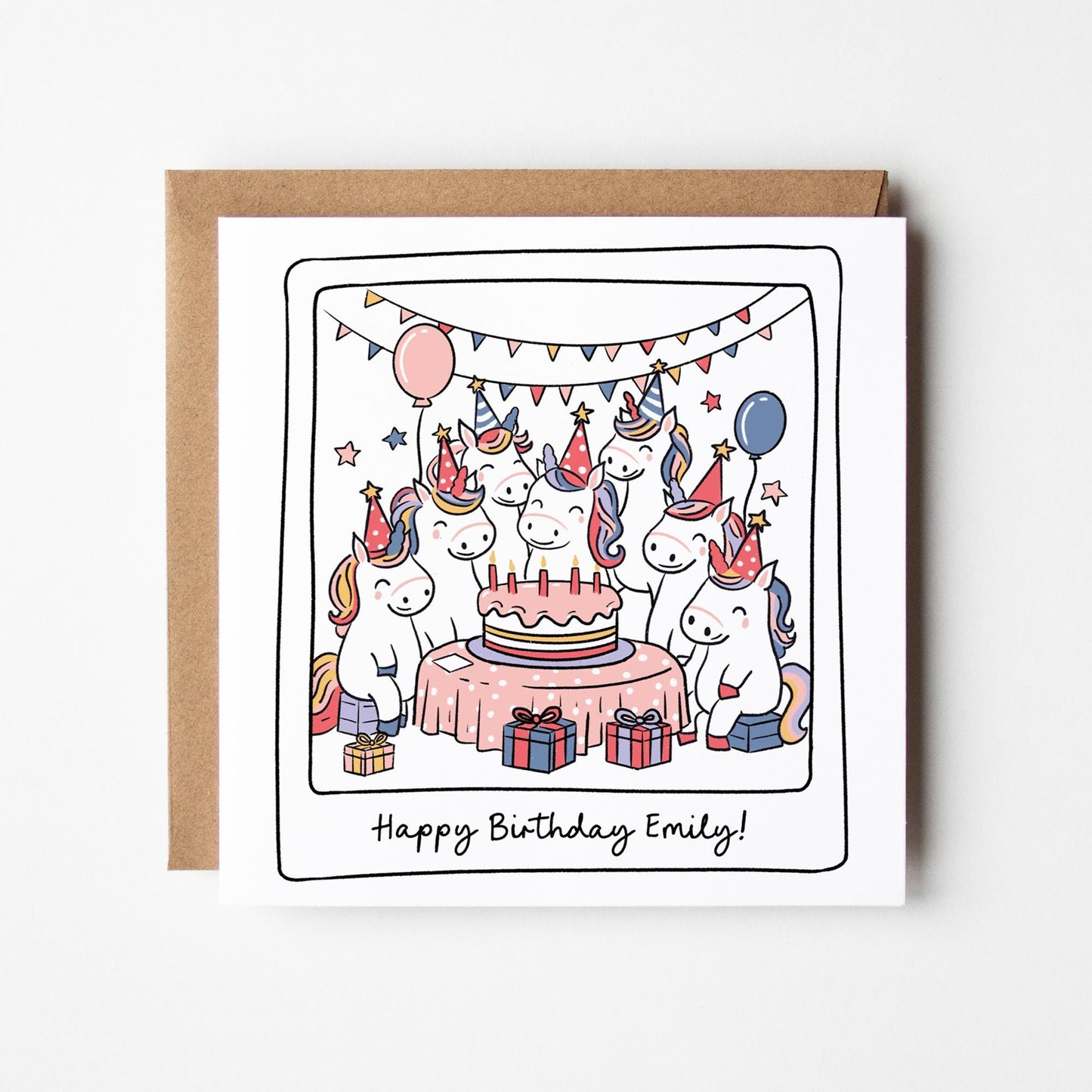 Unicorn Birthday Party Card • Unicorn Personalised Birthday Card • Unicorn Tea Party Card •