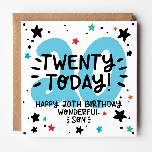 20th birthday card for son