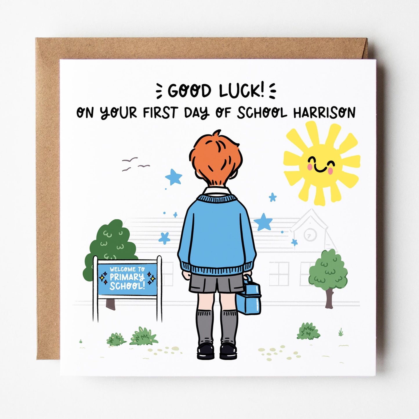 Boy First Day of School Card • Custom Primary School Starter Card for Boys • Good Luck Starting School Card • Starting Big School Card