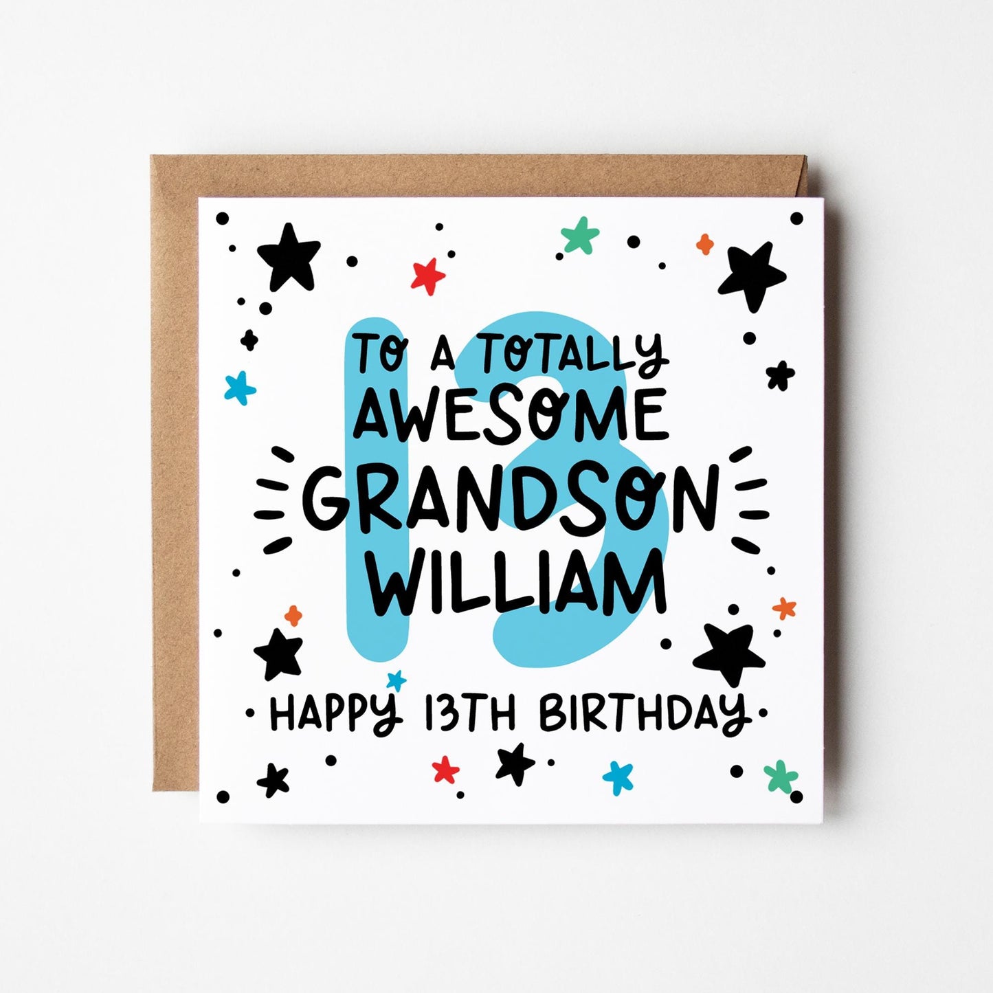 Grandson 13th Birthday Card • Personalised 13th Birthday Card For Grandson • 13 Grandson Birthday Card •