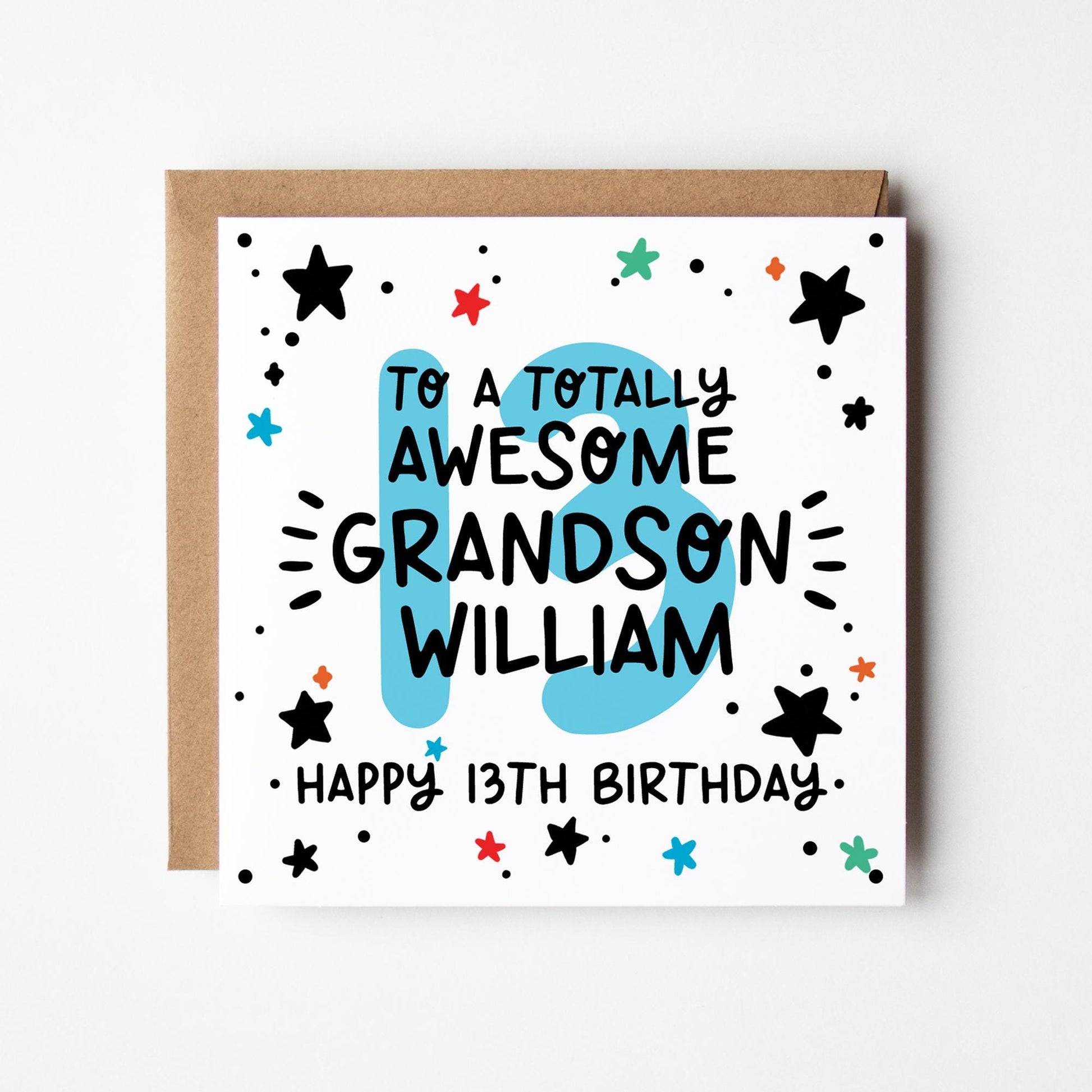 Grandson 13th Birthday Card • Personalised 13th Birthday Card For Grandson • 13 Grandson Birthday Card •