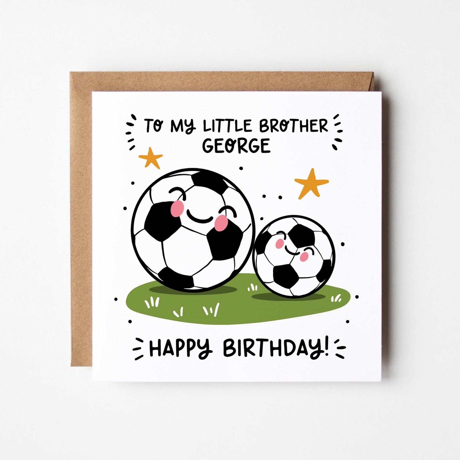 Little Brother Birthday Card • Personalised Football Little Brother Card • Happy Birthday Little Brother Card • Best Little Brother Card