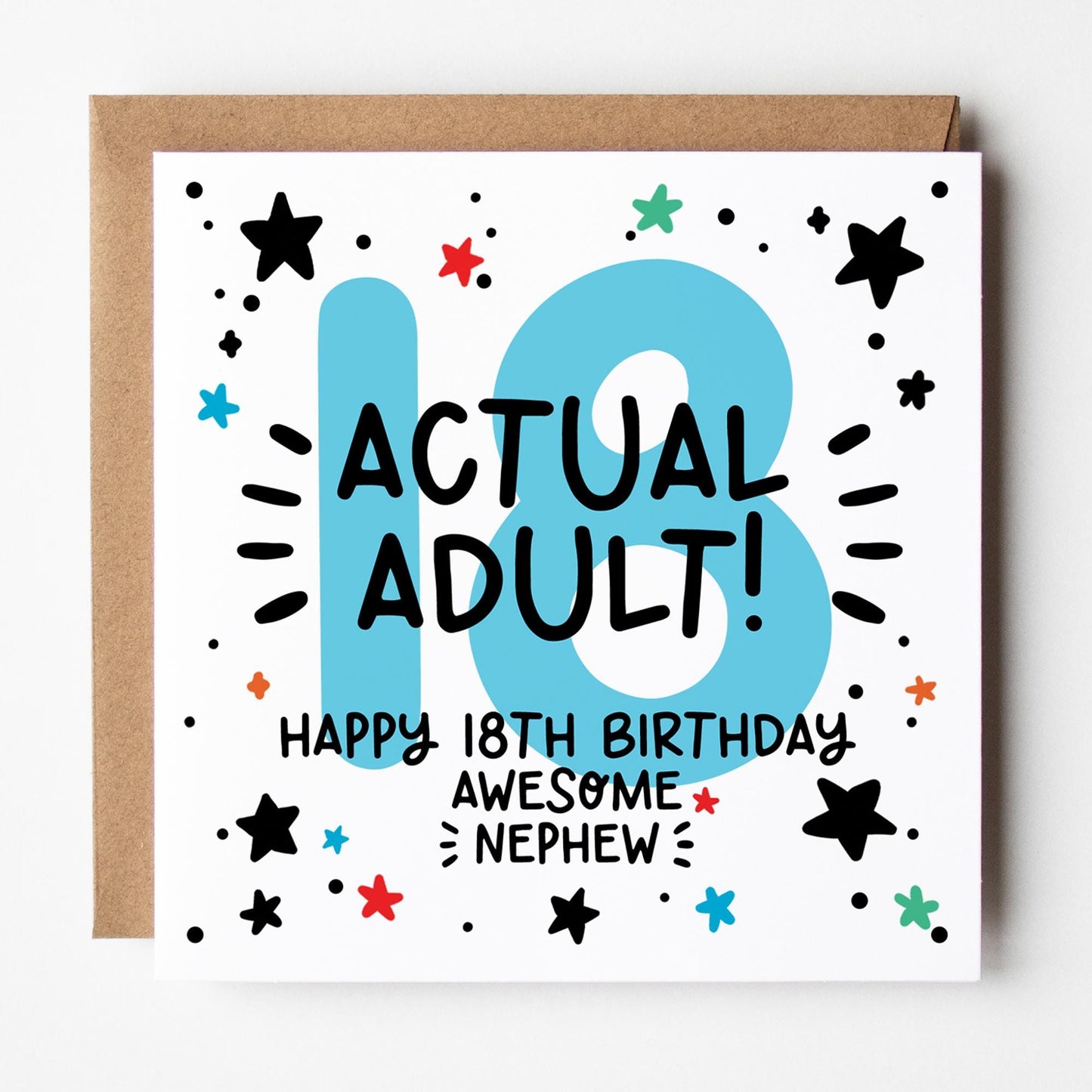 Nephew 18th Birthday Card; with Kraft Envelope