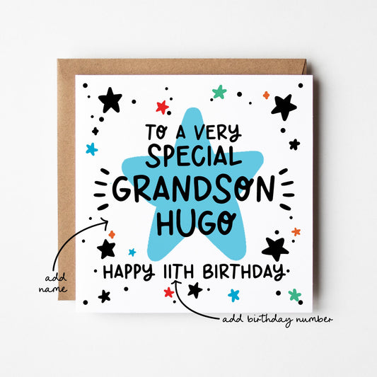 Grandson Birthday Card • Birthday Number Card for Grandson • Birthday Card For Grandson • Birthday Card •