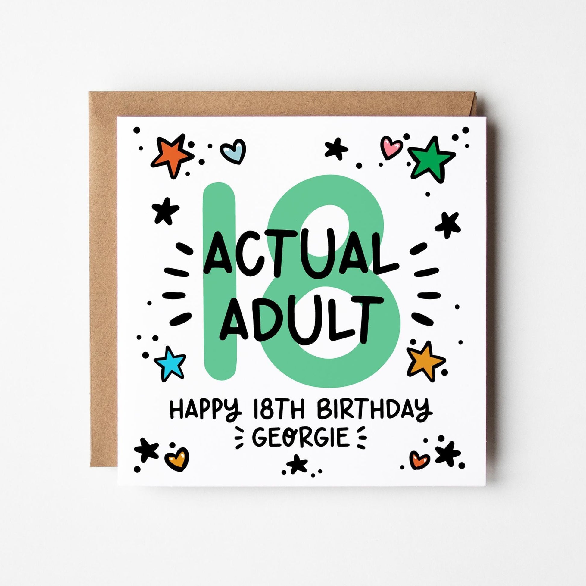 18th Birthday Card • Personalised 18th Birthday Card For Boys • Actual Adult 18th Birthday Card for Girls • 18th card for him for her