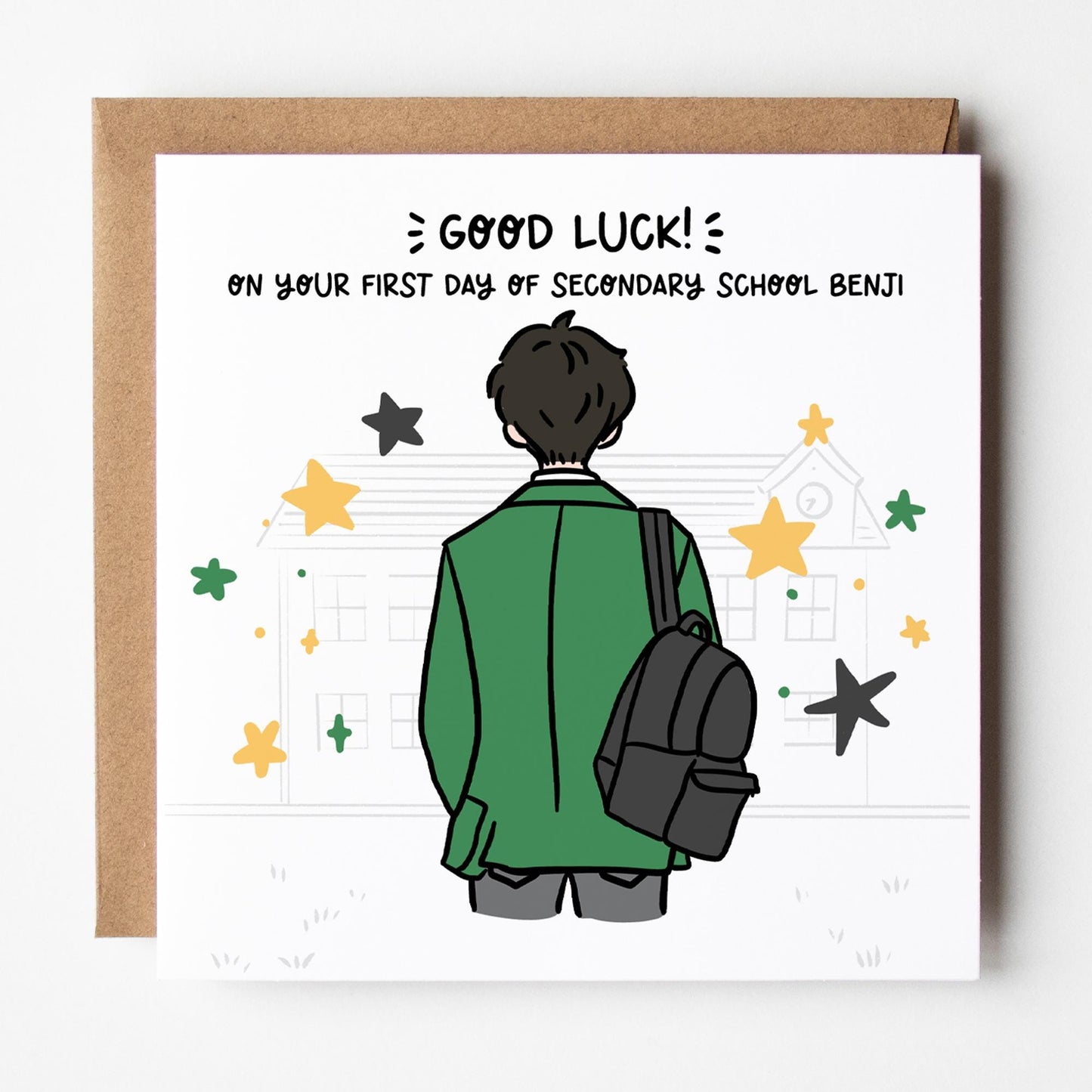Starting Secondary School Card • Good Luck First Day of Secondary School Card for Boys