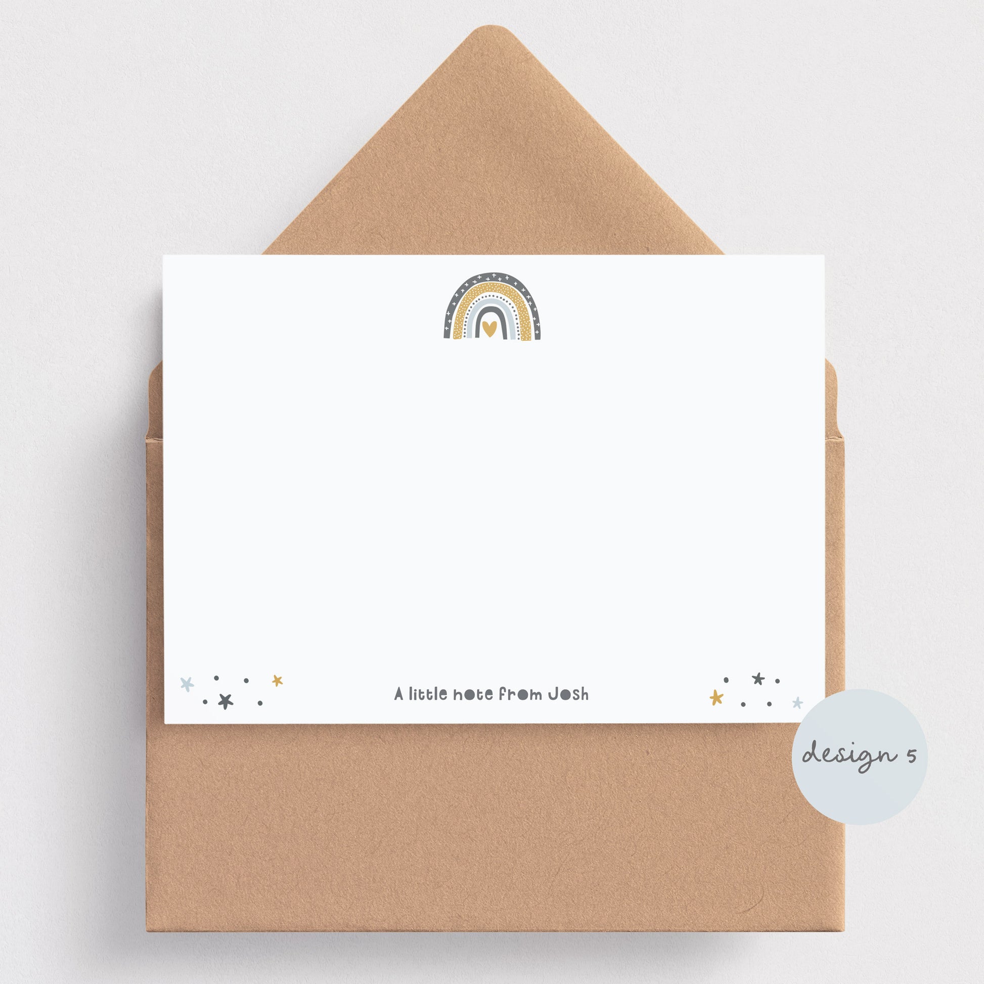 Pastel Rainbow personalised note cards for children - blue