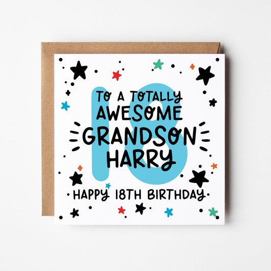 Grandson 18th Birthday Card • Personalised 18th Birthday Card For Grandson • Grandson Birthday Card •  18 Grandson