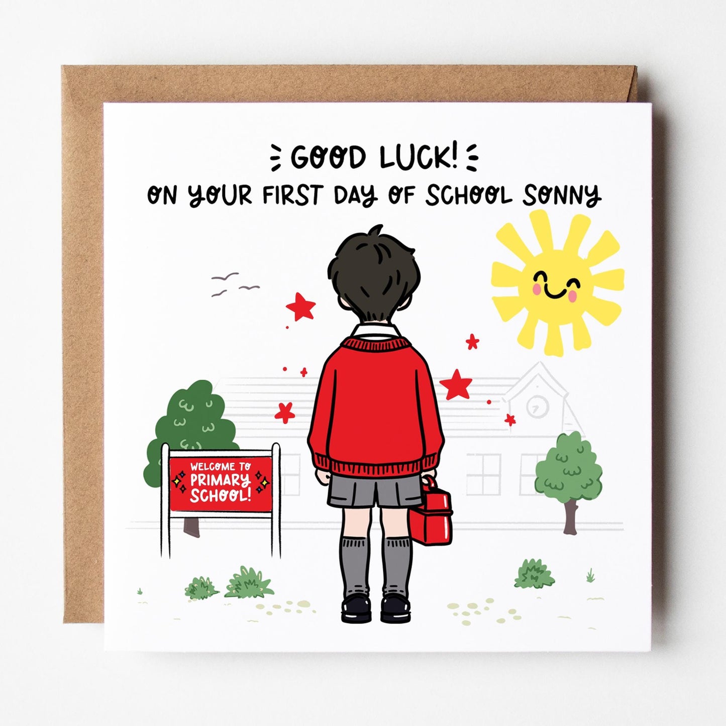 Boy First Day of School Card • Custom Primary School Starter Card for Boys • Good Luck Starting School Card • Starting Big School Card