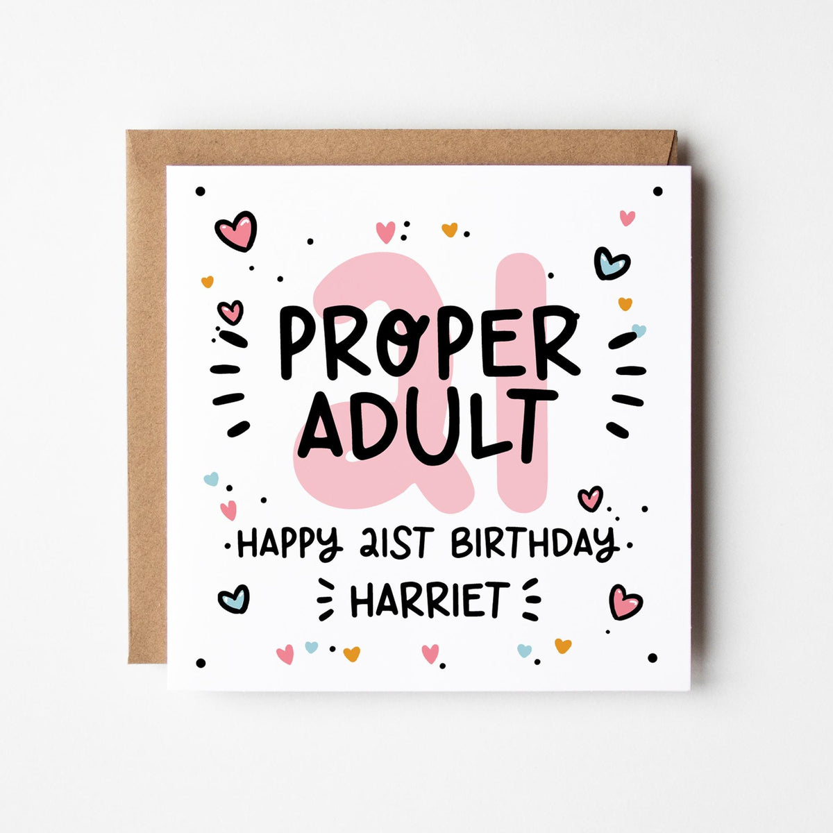 21st Birthday Card • Personalised 21st Birthday Card For Her • Proper Adult 21st Birthday Card •