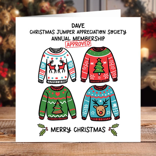 christmas jumper christmas cardPersonalised Christmas Jumper Card: funny, with Kraft envelope