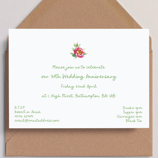 Invitation card with floral design with a kraft envelope