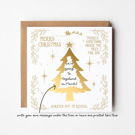 Gold Tree Christmas Scratch Card: Pre-printed or DIY you write the message.
