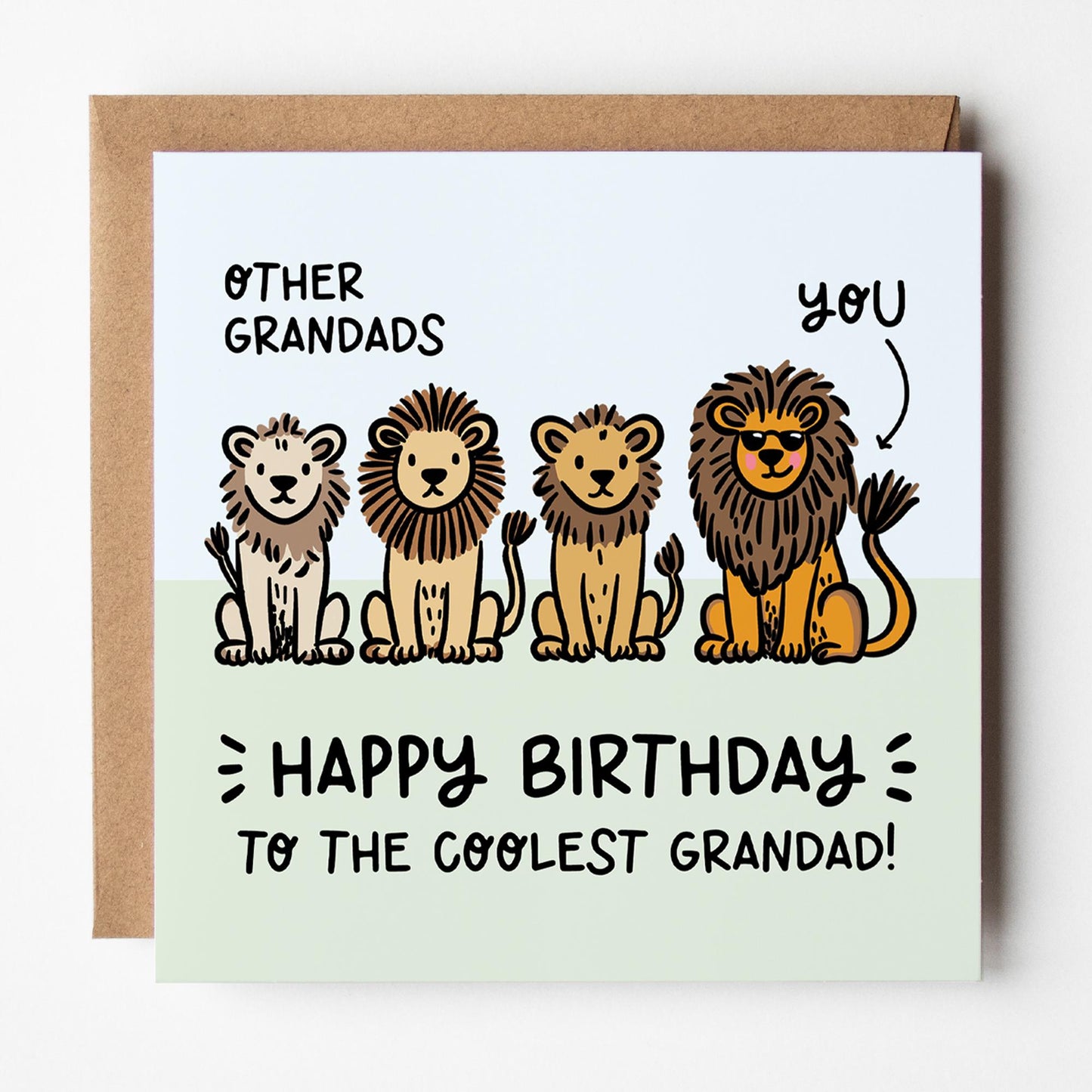 Cool Grandad Birthday Card; with Kraft envelope